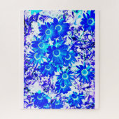 Blaue Blumenpower-Kunst Puzzle (Vertikal)