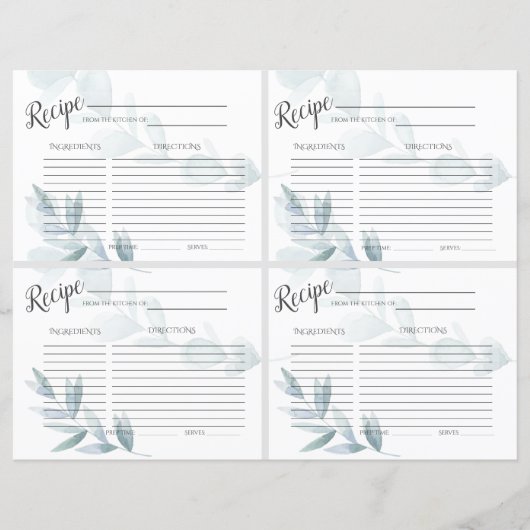 Blaue Blumenrezeptorkarten (Vorderseite)