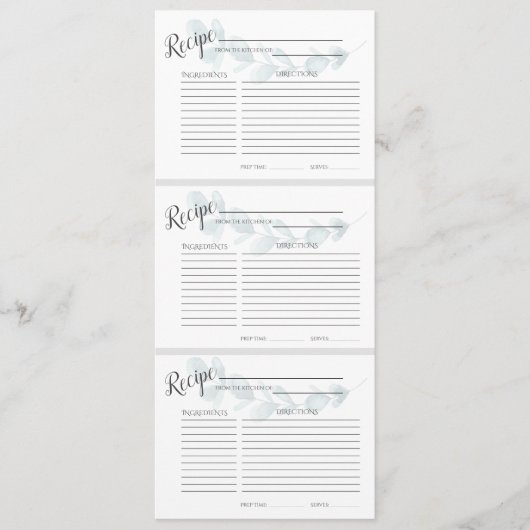 Blaue Blumenrezeptorkarten Menükarte (Vorderseite)