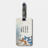 Blaue Blumenschmetterlinge Gepäckanhänger (Rückseite vertikal)