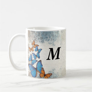 Blaue Blumenschmetterlinge Kaffeetasse