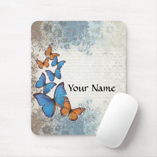 Blaue Blumenschmetterlinge Mousepad (Mit Mouse)