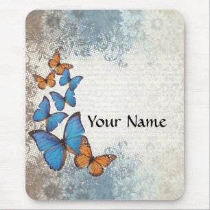 Blaue Blumenschmetterlinge Mousepad