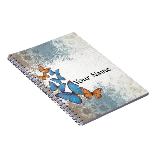 Blaue Blumenschmetterlinge Notizblock (Rechte Seite)