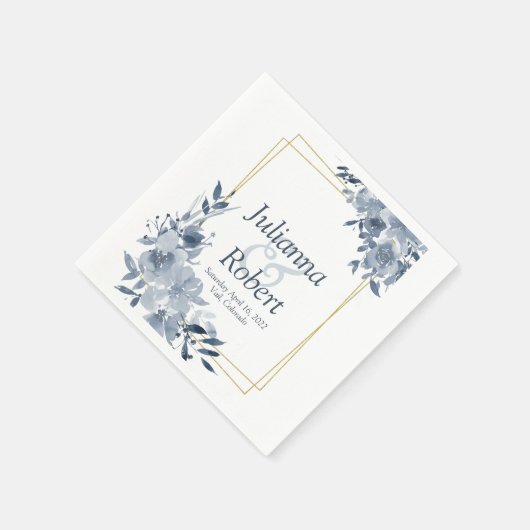 Blaue Blumenserviette Serviette (Ecke)