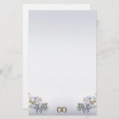 Blaue Blumenstärkee goldene Herzen Briefpapier (Vorne/Hinten)