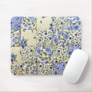 Blaue Blumensteppdecke Mousepad