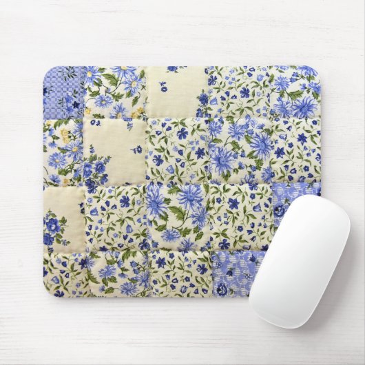 Blaue Blumensteppdecke Mousepad (Mit Mouse)