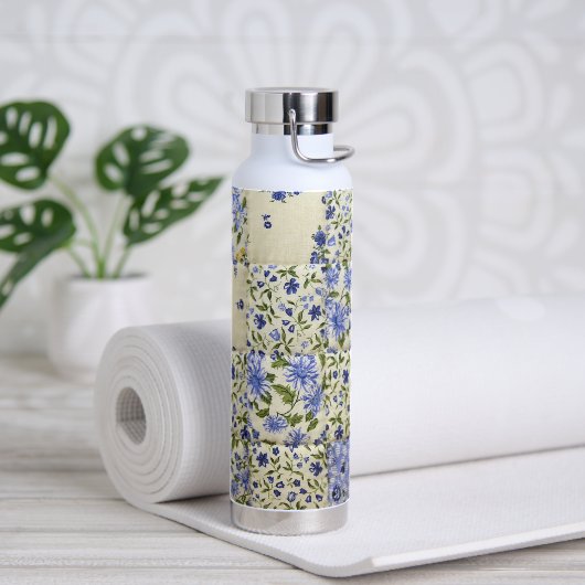 Blaue Blumensteppdecke Trinkflasche (Yoga)