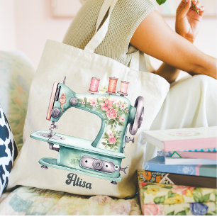 Blaue Blumensteppmaschine-Tasche Tragetasche