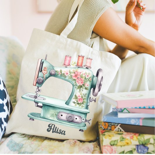 Blaue Blumensteppmaschine-Tasche Tragetasche