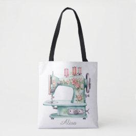Blaue Blumenstickerei Nähmaschine-Tasche Tasche