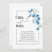 Blaue Blumenstrauß-Hochzeitsgelübde-Erneuerung Einladung (Vorne/Hinten)