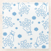 Blaue Blumenstrauß-Muster Charm Glasuntersetzer (Vorderseite)