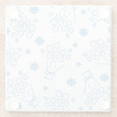 Blaue Blumenstrauß-Muster Charm Glasuntersetzer (Rückseite)