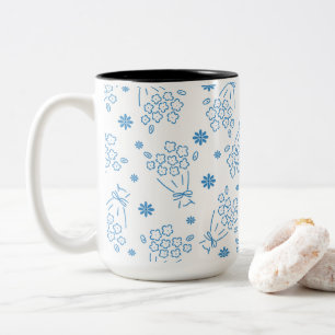 Blaue Blumensträuße Motiv Tasse