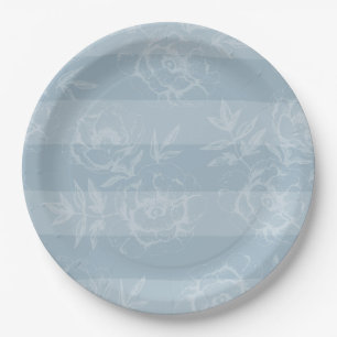 Blaue Blumenstreifen-Tischgedeck-Teller Pappteller