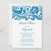 Blaue Blumenstrudel-Brautparty-Einladung Einladung (Vorderseite)