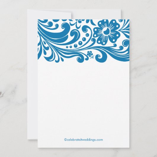 Blaue Blumenstrudel-Brautparty-Einladung Einladung (Rückseite)