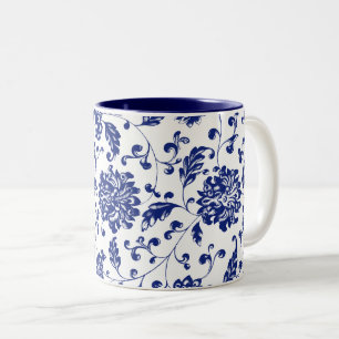Blaue BlumenTasse Zweifarbige Tasse