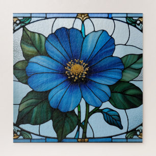 Blaue Blumenverglasung Puzzle