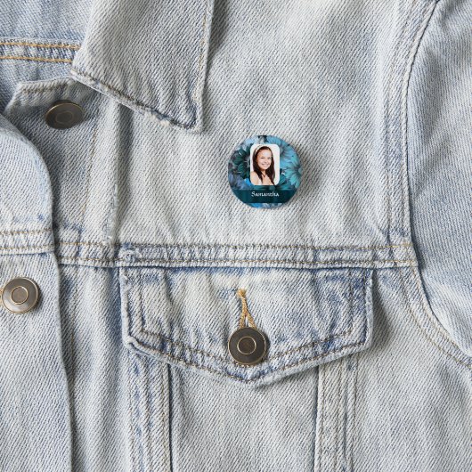 Blaue Blumenvorlage Button (Beispiel)
