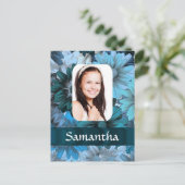 Blaue Blumenvorlage Postkarte (Stehend Vorderseite)
