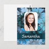Blaue Blumenvorlage Postkarte (Vorne/Hinten)