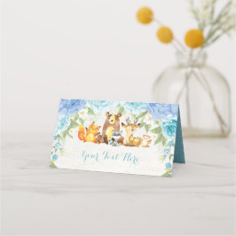 Blaue Blumenwaldtiere Platzkarte