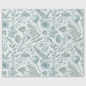 Blaue Blumenwallpaper Geschenkpapier (Flach)