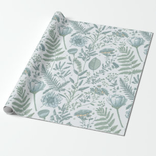 Blaue Blumenwallpaper Geschenkpapier