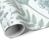 Blaue Blumenwallpaper Geschenkpapier (Rolleneckpunkt)