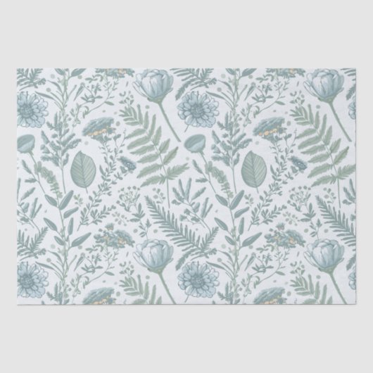 Blaue Blumenwallpaper Seidenpapier (Vorderseite)