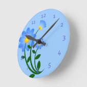 Blaue BlumenWanduhren Runde Wanduhr (Winkel)