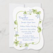 Blaue Blumenweine Einladung zum Hochzeitsfeiern (Vorderseite)