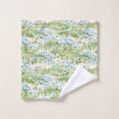 Blaue Blumenwiese Badhandtuch Set (Waschlappen)