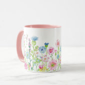 Blaue Blumenwiese des Frühlingssommerrosas Tasse (Vorderseite Links)