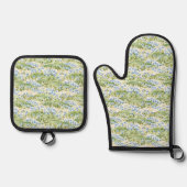 Blaue Blumenwiese Ofenhandschuh & Topflappen-Set (Vorderseite)