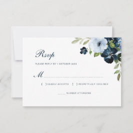 Blaue Blumenzwiebelkarte RSVP Karte