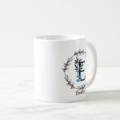 Blaue Blumige Benutzerdefinierte Monogramm - Buchs Kaffeetasse (VorderseiteRechts)