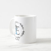 Blaue Blumige Benutzerdefinierte Monogramm - Buchs Kaffeetasse (Vorderseite Links)