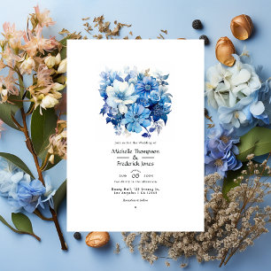 Blaue Blumige Hochzeit Einladung