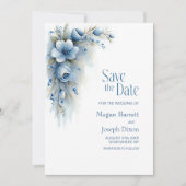 Blaue Blumige Hochzeit - Termin vormerken Save The Date (Vorderseite)