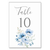 Blaue Blumige Hochzeit Tischnummer (Rückseite)