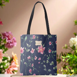 Blaue Blumige rosa Blumen Muster Trendig Klassisch Tasche