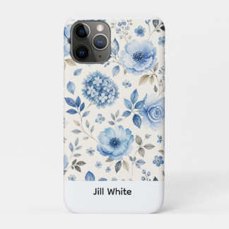 Blaue Blumige Weiße Wasserfarbe Case-Mate iPhone Hülle