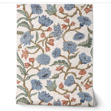 Blaue Blush-Blumen Chinoiserie Chintz (L)