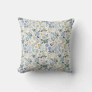 Blaue Blush Cottagecore Wildblume Kissen