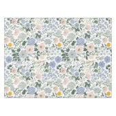 Blaue Blush Cottagecore Wildblume Tischdecke (Vorderseite (Horizontal))