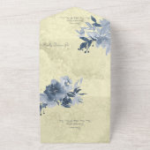 Blaue Blüte auf gestresstes hellgelbes Gelb mit QR All In One Einladung (Außenbereich)